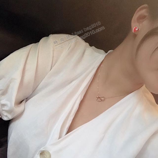 GUCCi飾品 古馳2019新款酒紅色桃心 字母耳釘 Gucci純銀針耳環  zgbq1000